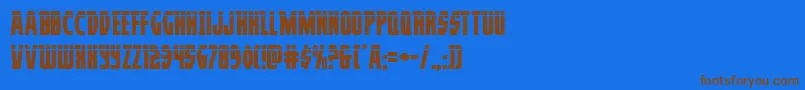 フォントProwlerlas – 茶色の文字が青い背景にあります。