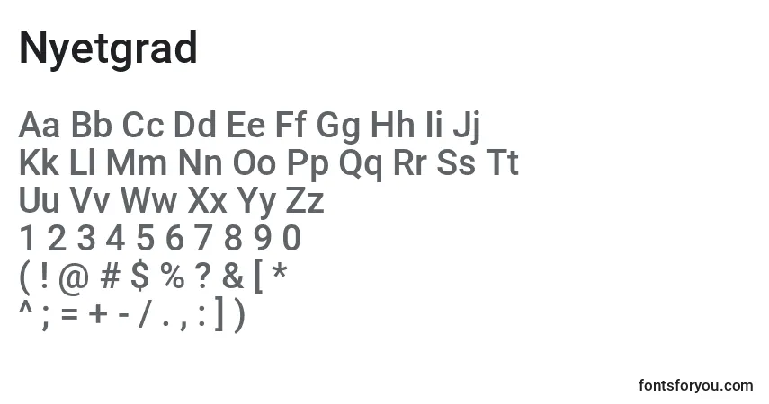 Nyetgrad Font – alphabet, numbers, special characters