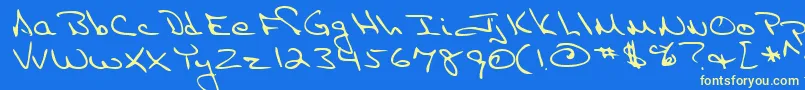 Lehn087 Font – Yellow Fonts on Blue Background
