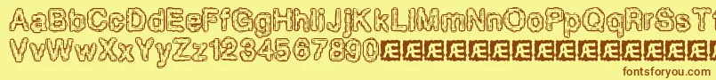 PixelKrudBrk Font – Brown Fonts on Yellow Background