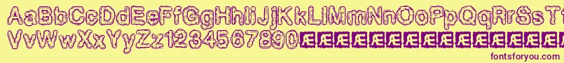 PixelKrudBrk Font – Purple Fonts on Yellow Background