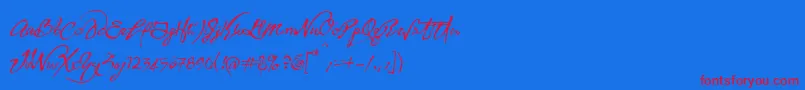 Fonte YankeeGhostsBb – fontes vermelhas em um fundo azul