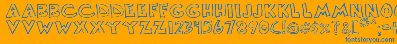 Scrawllege Font – Blue Fonts on Orange Background