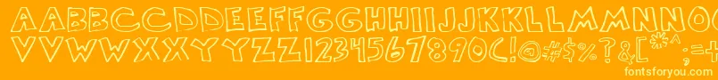 Scrawllege-Schriftart – Gelbe Schriften auf orangefarbenem Hintergrund