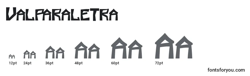 Размеры шрифта Valparaletra