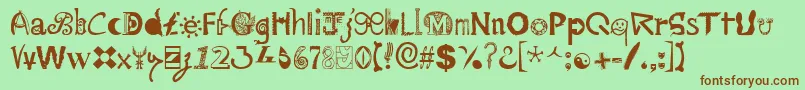 Mailart ffy-fontti – ruskeat fontit vihreällä taustalla