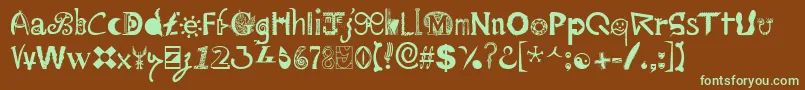 Mailart ffy-fontti – vihreät fontit ruskealla taustalla