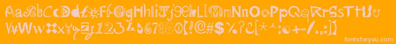 Mailart ffy-Schriftart – Rosa Schriften auf orangefarbenem Hintergrund