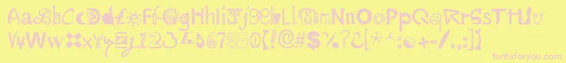 Mailart ffy-fontti – vaaleanpunaiset fontit keltaisella taustalla