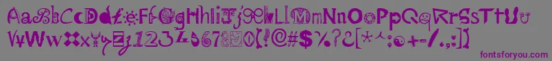 Mailart ffy-fontti – violetit fontit harmaalla taustalla