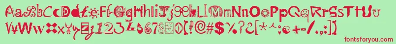 フォントMailart ffy – 赤い文字の緑の背景