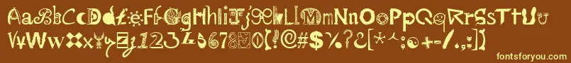 Mailart ffy-fontti – keltaiset fontit ruskealla taustalla