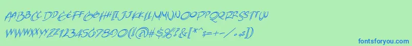 AtlandsketchesbbItal Font – Blue Fonts on Green Background