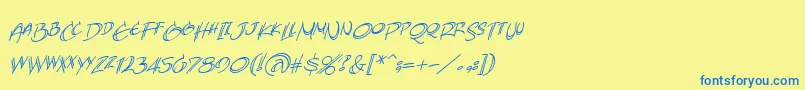 AtlandsketchesbbItal Font – Blue Fonts on Yellow Background