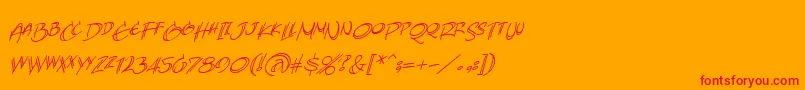 AtlandsketchesbbItal-Schriftart – Rote Schriften auf orangefarbenem Hintergrund