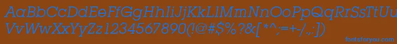 Saiba mais sobre a fonte SquareserifItalic Fonte SquareserifItalic – fontes azuis em um fundo marrom