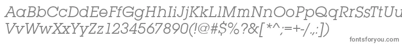 SquareserifItalic-fontti – harmaat kirjasimet valkoisella taustalla
