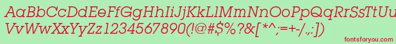 Шрифт SquareserifItalic – красные шрифты на зелёном фоне