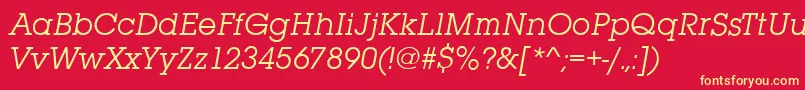 Fonte SquareserifItalic – fontes amarelas em um fundo vermelho