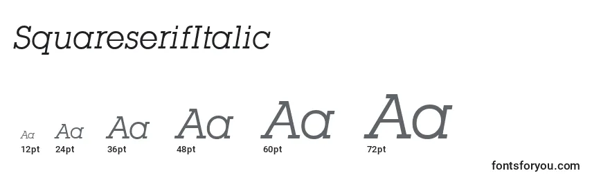 Размеры шрифта SquareserifItalic