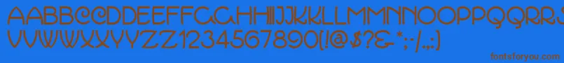 フォントMarchmadnessnf – 茶色の文字が青い背景にあります。