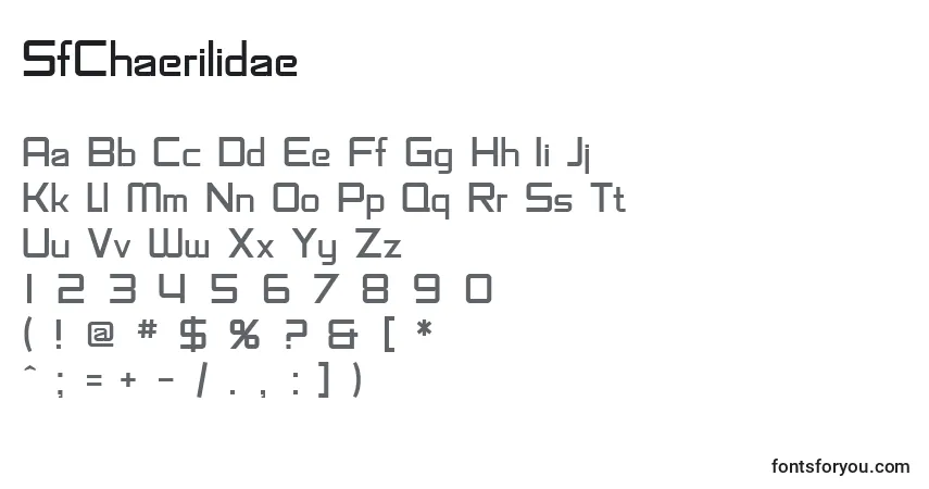 Schriftart SfChaerilidae – Alphabet, Zahlen, spezielle Symbole