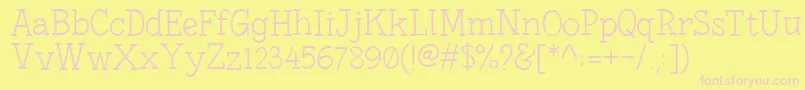 FonesiaLight-fontti – vaaleanpunaiset fontit keltaisella taustalla