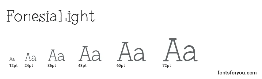 FonesiaLight Font Sizes