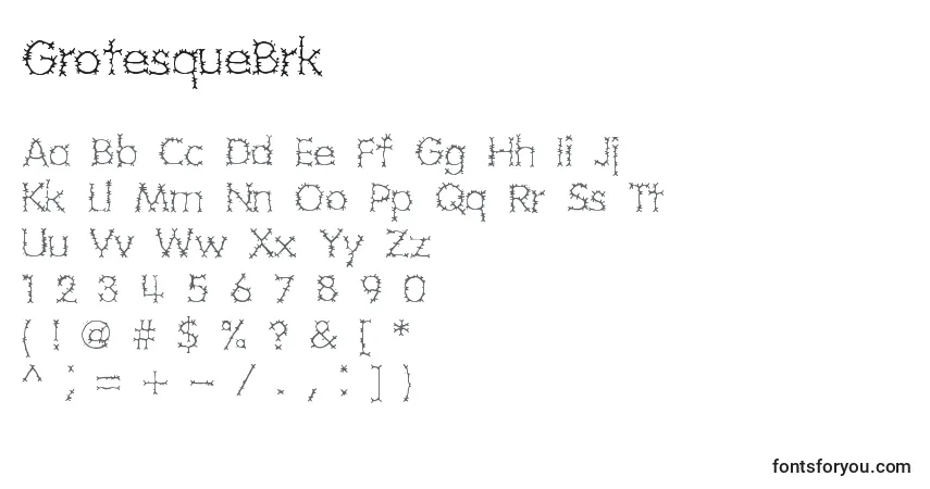 A fonte GrotesqueBrk – alfabeto, números, caracteres especiais