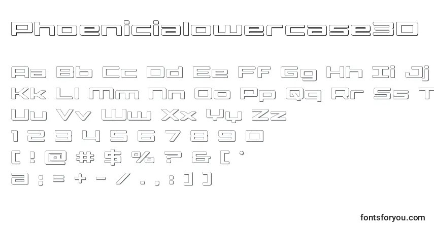 A fonte Phoenicialowercase3D – alfabeto, números, caracteres especiais