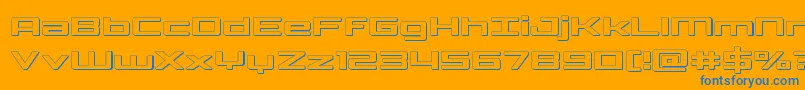 Phoenicialowercase3D-Schriftart – Blaue Schriften auf orangefarbenem Hintergrund