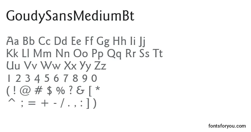 Шрифт GoudySansMediumBt – алфавит, цифры, специальные символы