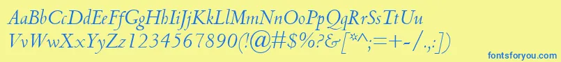 CentaurMtItalic Font – Blue Fonts on Yellow Background