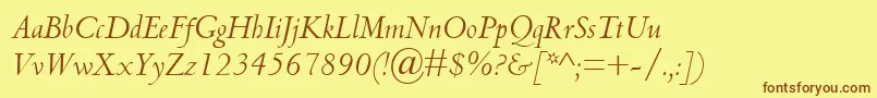 CentaurMtItalic Font – Brown Fonts on Yellow Background