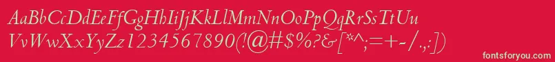 フォントCentaurMtItalic – 赤い背景に緑の文字