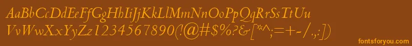 Police CentaurMtItalic – polices orange sur fond brun