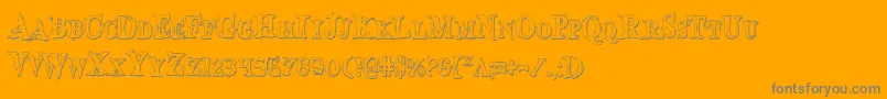 BloodCrowShadowCondensed-Schriftart – Graue Schriften auf orangefarbenem Hintergrund