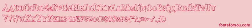 BloodCrowShadowCondensed-Schriftart – Rote Schriften auf rosa Hintergrund