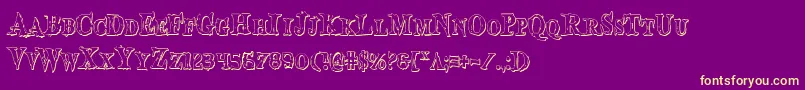 BloodCrowShadowCondensed-Schriftart – Gelbe Schriften auf violettem Hintergrund