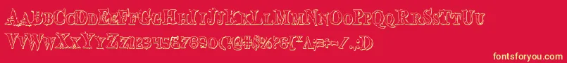 BloodCrowShadowCondensed Font – Yellow Fonts on Red Background