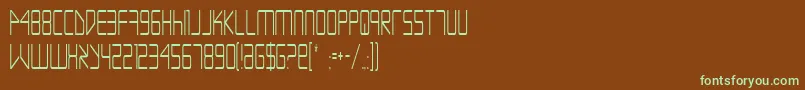 フォントEscapeArtistCondensed – 緑色の文字が茶色の背景にあります。