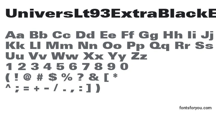 A fonte UniversLt93ExtraBlackExtended – alfabeto, números, caracteres especiais