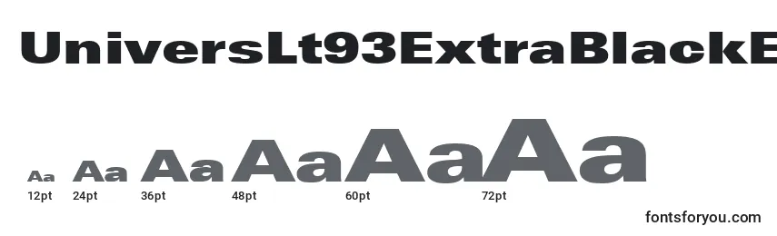Размеры шрифта UniversLt93ExtraBlackExtended