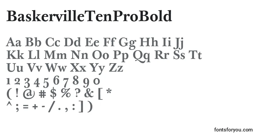 Шрифт BaskervilleTenProBold – алфавит, цифры, специальные символы