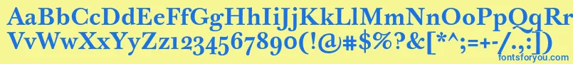 フォントBaskervilleTenProBold – 青い文字が黄色の背景にあります。