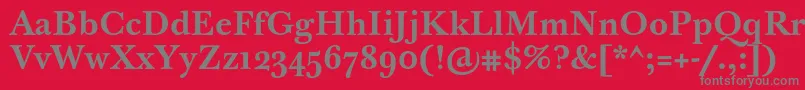 フォントBaskervilleTenProBold – 赤い背景に灰色の文字