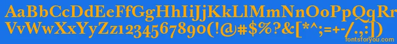 フォントBaskervilleTenProBold – オレンジ色の文字が青い背景にあります。