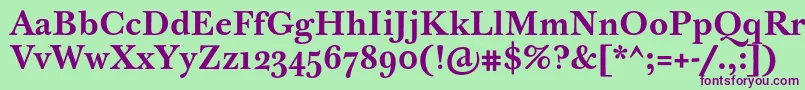 Шрифт BaskervilleTenProBold – фиолетовые шрифты на зелёном фоне