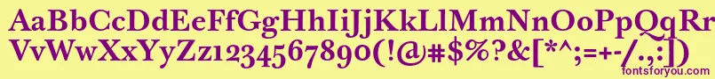 BaskervilleTenProBold Font – Purple Fonts on Yellow Background