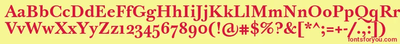 Czcionka BaskervilleTenProBold – czerwone czcionki na żółtym tle